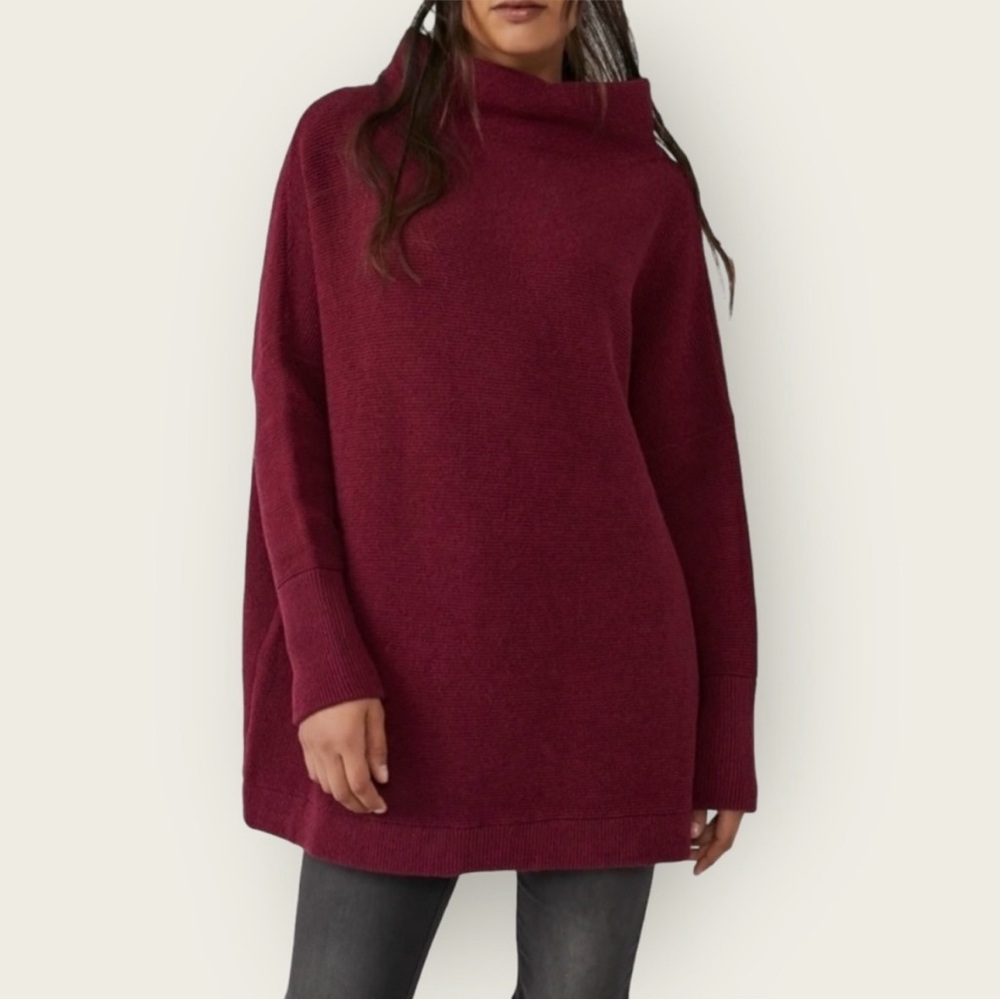 Free People Ottoman Slouchy Tunic Sweater In Color Pomegranate Wine | Size XS